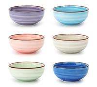 KitchenTour 2.7 Oz Soy Sauce Dishes Dipping Bowls Set, Porcelain Pinch Bowls Mini Bowls for Seasoning, Sushi, Ketchup, Appetizer, Nuts, Set of 6, Assorted Warm Colors