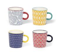 KitchenTour Porcelain Espresso Cups 4 ounce set of 4 for Coffee Machine - Ceramic Demitasse Cups for Latte,Turkish Coffee,Nespresso Lungo, Cappuccino, Tea - Small Shot Coffee Mug Bohemia Style