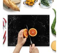Kitchenville Glass Chopping Board 40x30 cm : Tempered Glass Worktop Savers for Kitchens, Durable, Scratch-Resistant, Heat-Proof - Black Marble Effect