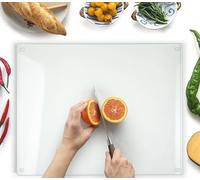 Kitchenville Glass Chopping Board, 50x40cm: Durable, Hygienic Tempered Glass Worktop Saver, Heat-Proof, Clear