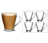 Kitchenware Casadomu Small Glass Coffee Cups Mugs Sets of 4 Clear Drinks Glasses Latte 250ml Hot Chocolate, Transparent