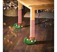 Kitchenwise Elf Legs Pack Of 4 Chair Or Table Covers Boots, Felt Red White Stripes Pom Pom Green Shoe