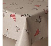 Kitchenwise PVC Tablecloth Chicken 2 Metres (200cm x 140cm), Polka Dot Spots Checks Hearts Floral, Red Grey Beige Slate, Wipe Clean Vinyl/Plastic Table Cloth
