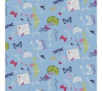 Kitchenwise PVC Tablecloth Papillon Blue 1 Metre (100cm x 140cm), Butterfly Birds Flowers Dandelion Leaves, Sky Navy Blue Mint Green Pink Purple Off White, Wipe Clean, Vinyl/Plastic Table Cloth