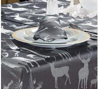 Kitchenwise Table Napkins Large Stag Grey Silver, Pack Of 4, Slate Black Shimmer Deer