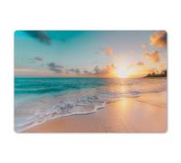 KitchenYeah© Dining Table Placemats 18"x12" / 45x30 cm Wipeable Placemat Small Place Mats Set Of 6 Non Stick Mat Dinning Matts Anti Slip Sunset - Beach - Sea - Summer - Blue