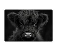 KitchenYeah© Dining Table Placemats 18"x12" / 45x30 cm Wipeable Placemat Small Place Mats Set Of 6 Non Stick Mat Dinning Matts Anti Slip Scottish Highlander - Black - Calf - Cow