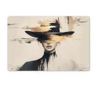 KitchenYeah© Dining Table Placemats 18"x12" / 45x30 cm Wipeable Placemat Small Place Mats Set Of 6 Non Stick Mat Dinning Matts Anti Slip Woman - Hat - Paint