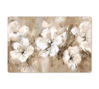 KitchenYeah© Dining Table Placemats 18"x12" / 45x30 cm Wipeable Placemat Small Place Mats Set Of 6 Non Stick Mat Dinning Matts Anti Slip Flowers - Beige - Abstract - Modern
