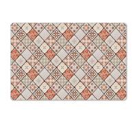 KitchenYeah© Dining Table Placemats 18"x12" / 45x30 cm Wipeable Placemat Small Place Mats Set Of 6 Non Stick Mat Dinning Matts Anti Slip Vintage - Tiles - Orange - Patchwork