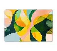 KitchenYeah© Dining Table Placemats Wipeable Placemat Small Place Mats Set | 18"x12" / 45x30 cm - Of 6 Non Stick Mat Dinning Matts Anti Slip Abstract - Yellow - Pink - Green