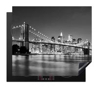 KitchenYeah© Induction Hob Cover Protector Mat 20.1"x23.2" / 59x51 cm Kitchen Universal Ceramic Covers for Electric Cookers Vinyl New York - Bridge - Brooklyn - White - Architecture