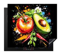 KitchenYeah© Induction Hob Cover Protector Mat 20.1"x23.2" / 59x51 cm Kitchen Universal Ceramic Covers for Electric Cookers Vinyl Tomato - Avocado - Pepper - Graffiti - Paint - Modern