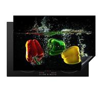 KitchenYeah© Induction Hob Cover Protector Mat 20.1"x30.3" / 77x51 cm Kitchen Universal Ceramic Covers for Electric Cookers Vinyl Pepper - Vegetable - Water - Black - Red