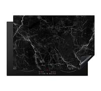 KitchenYeah© Induction Hob Cover Protector Mat 20.1"x30.3" / 77x51 cm Kitchen Universal Ceramic Covers for Electric Cookers Vinyl Marble - Black - White - Texture - Marble Look