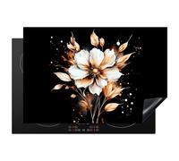 KitchenYeah© Induction Hob Cover Protector Mat 20.1"x30.3" / 77x51 cm Kitchen Universal Ceramic Covers for Electric Cookers Vinyl Flower - Paint - Gold - Graffiti - Modern