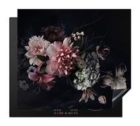 KitchenYeah© Induction Hob Cover Protector Mat 20.3"x22.7" / 57.6x51.6 cm Kitchen Universal Ceramic Covers for Electric Cookers Vinyl Flowers - Vintage - Pastel - Pink - White