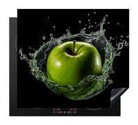KitchenYeah© Induction Hob Cover Protector Mat 20.3"x22.7" / 57.6x51.6 cm Kitchen Universal Ceramic Covers for Electric Cookers Vinyl Apple - Green - Fruit - Water - Black