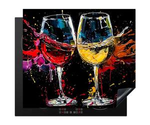 KitchenYeah© Induction Hob Cover Protector Mat 20.3"x22.7" / 57.6x51.6 cm Kitchen Universal Ceramic Covers for Electric Cookers Vinyl Wine Glass - Art - Abstract - Black - Wine