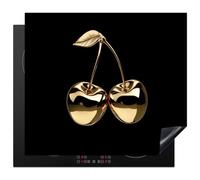 KitchenYeah© Induction Hob Cover Protector Mat 20.5"x23.2" / 59x52 cm Kitchen Universal Ceramic Covers for Electric Cookers Vinyl Cherries - Black - Gold - Chrome