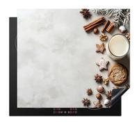 KitchenYeah© Induction Hob Cover Protector Mat 20.5"x23.6" / 60x52 cm Kitchen Universal Ceramic Covers for Electric Cookers Vinyl Baking - Cinnamon - Light - Winter