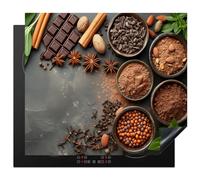 KitchenYeah© Induction Hob Cover Protector Mat 20.5"x23.6" / 60x52 cm Kitchen Universal Ceramic Covers for Electric Cookers Vinyl Spices - Chocolate - Concrete - Spices - Cocoa