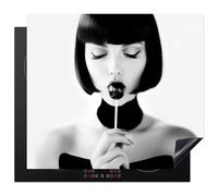 KitchenYeah© Induction Hob Cover Protector Mat 20.5"x23.6" / 60x52 cm Kitchen Universal Ceramic Covers for Electric Cookers Vinyl Woman - Black - Lollipop - White