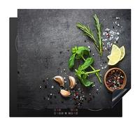 KitchenYeah© Induction Hob Cover Protector Mat 20.5"x23.6" / 60x52 cm Kitchen Universal Ceramic Covers for Electric Cookers Vinyl Lime - Herbs - Spices - Green - Grey - Concrete
