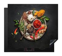 KitchenYeah© Induction Hob Cover Protector Mat 20.5"x23.6" / 60x52 cm Kitchen Universal Ceramic Covers for Electric Cookers Vinyl Spices - Pepper - Spoons - Vegetable