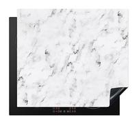 KitchenYeah© Induction Hob Cover Protector Mat 20.5"x23.6" / 60x52 cm Kitchen Universal Ceramic Covers for Electric Cookers Vinyl Marble - Luxury - White - Grey - Marble Look