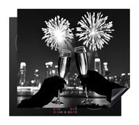 KitchenYeah© Induction Hob Cover Protector Mat 20.5"x23.6" / 60x52 cm Kitchen Universal Ceramic Covers for Electric Cookers Vinyl Fireworks - Cheers - Skyline - Champagne