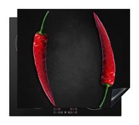 KitchenYeah© Induction Hob Cover Protector Mat 20.5"x23.6" / 60x52 cm Kitchen Universal Ceramic Covers for Electric Cookers Vinyl Red Pepper - Spice - Black