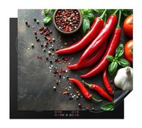 KitchenYeah© Induction Hob Cover Protector Mat 20.5"x23.6" / 60x52 cm Kitchen Universal Ceramic Covers for Electric Cookers Vinyl Vegetable - Pepper - Red - Grey - Concrete