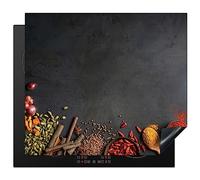 KitchenYeah© Induction Hob Cover Protector Mat 20.5"x23.6" / 60x52 cm Kitchen Universal Ceramic Covers for Electric Cookers Vinyl Herbs - Food - Spices - Black - Paprika - Cinnamon