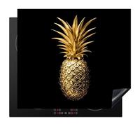 KitchenYeah© Induction Hob Cover Protector Mat 20.5"x23.6" / 60x52 cm Kitchen Universal Ceramic Covers for Electric Cookers Vinyl Pineapple - Black - Gold - Luxe