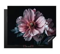 KitchenYeah© Induction Hob Cover Protector Mat 20.5"x25.6" / 65x52 cm Kitchen Universal Ceramic Covers for Electric Cookers Vinyl Flower - Pink - Botanical - Black - Still Life - Nature