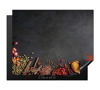 KitchenYeah© Induction Hob Cover Protector Mat 20.5"x25.6" / 65x52 cm Kitchen Universal Ceramic Covers for Electric Cookers Vinyl Herbs - Food - Spices - Black - Paprika - Cinnamon