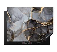 KitchenYeah© Induction Hob Cover Protector Mat 20.5"x27.6" / 70x52 cm Kitchen Universal Ceramic Covers for Electric Cookers Vinyl Marble - Abstract - Gold - Grey