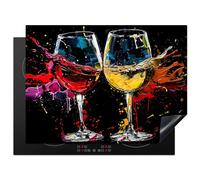 KitchenYeah© Induction Hob Cover Protector Mat 20.5"x27.6" / 70x52 cm Kitchen Universal Ceramic Covers for Electric Cookers Vinyl Wine Glass - Art - Abstract - Black - Wine