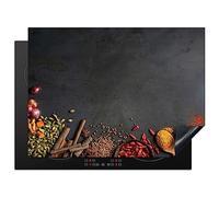 KitchenYeah© Induction Hob Cover Protector Mat 20.5"x28" / 71x52 cm Kitchen Universal Ceramic Covers for Electric Cookers Vinyl Herbs - Food - Spices - Black - Paprika - Cinnamon