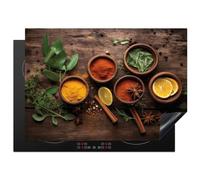 KitchenYeah© Induction Hob Cover Protector Mat 20.5"x29.5" / 75x52 cm Kitchen Universal Ceramic Covers for Electric Cookers Vinyl Fruit - Spices - Herbs - Cinnamon - Wood Print