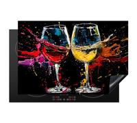 KitchenYeah© Induction Hob Cover Protector Mat 20.5"x30.7" / 78x52 cm Kitchen Universal Ceramic Covers for Electric Cookers Vinyl Wine Glass - Art - Abstract - Black - Wine