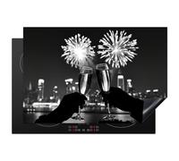 KitchenYeah© Induction Hob Cover Protector Mat 20.5"x30.7" / 78x52 cm Kitchen Universal Ceramic Covers for Electric Cookers Vinyl Fireworks - Cheers - Skyline - Champagne