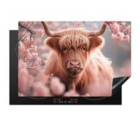 KitchenYeah© Induction Hob Cover Protector Mat 20.5"x30.7" / 78x52 cm Kitchen Universal Ceramic Covers for Electric Cookers Vinyl Highlander - Blossom - Pink - Cow
