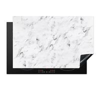 KitchenYeah© Induction Hob Cover Protector Mat 20.5"x31.5" / 80.2x52.2 cm Kitchen Universal Ceramic Covers for Electric Cookers Vinyl Marble - Luxury - White - Grey - Marble Look