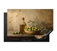 KitchenYeah© Induction Hob Cover Protector Mat 20.5"x31.5" / 80x52 cm Kitchen Universal Ceramic Covers for Electric Cookers Vinyl Olives - Still Life - Vintage