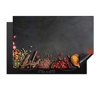 KitchenYeah© Induction Hob Cover Protector Mat 20.5"x31.5" / 80x52 cm Kitchen Universal Ceramic Covers for Electric Cookers Vinyl Herbs - Food - Spices - Black - Paprika - Cinnamon