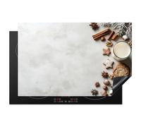 KitchenYeah© Induction Hob Cover Protector Mat 20.5"x31.5" / 80x52 cm Kitchen Universal Ceramic Covers for Electric Cookers Vinyl Baking - Cinnamon - Light - Winter