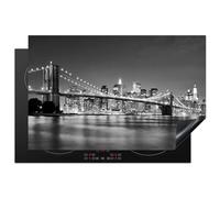 KitchenYeah© Induction Hob Cover Protector Mat 20.5"x31.5" / 80x52 cm Kitchen Universal Ceramic Covers for Electric Cookers Vinyl New York - Bridge - Brooklyn - White - Architecture