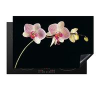 KitchenYeah© Induction Hob Cover Protector Mat 20.5"x31.5" / 80x52 cm Kitchen Universal Ceramic Covers for Electric Cookers Vinyl Orchid - Flowers - Black - Pink - Buttons